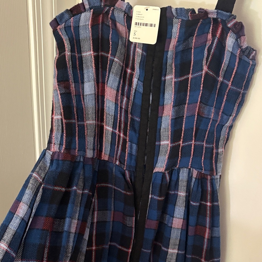 Free People Plaid Midi Dress - Blue and Red